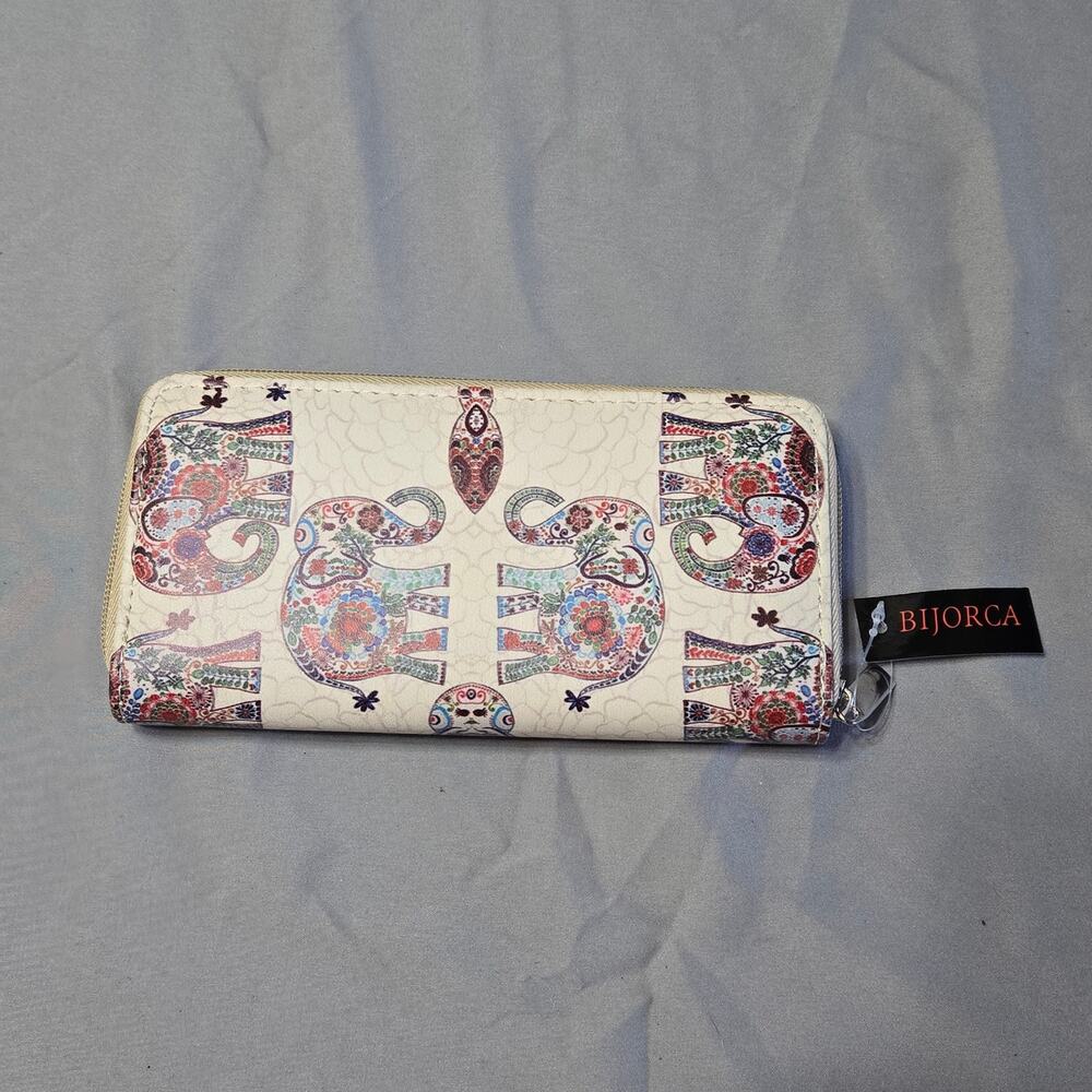 Bijorca Floral Elephant Zip-Around Clutch Wallet - Picture 3 of 5